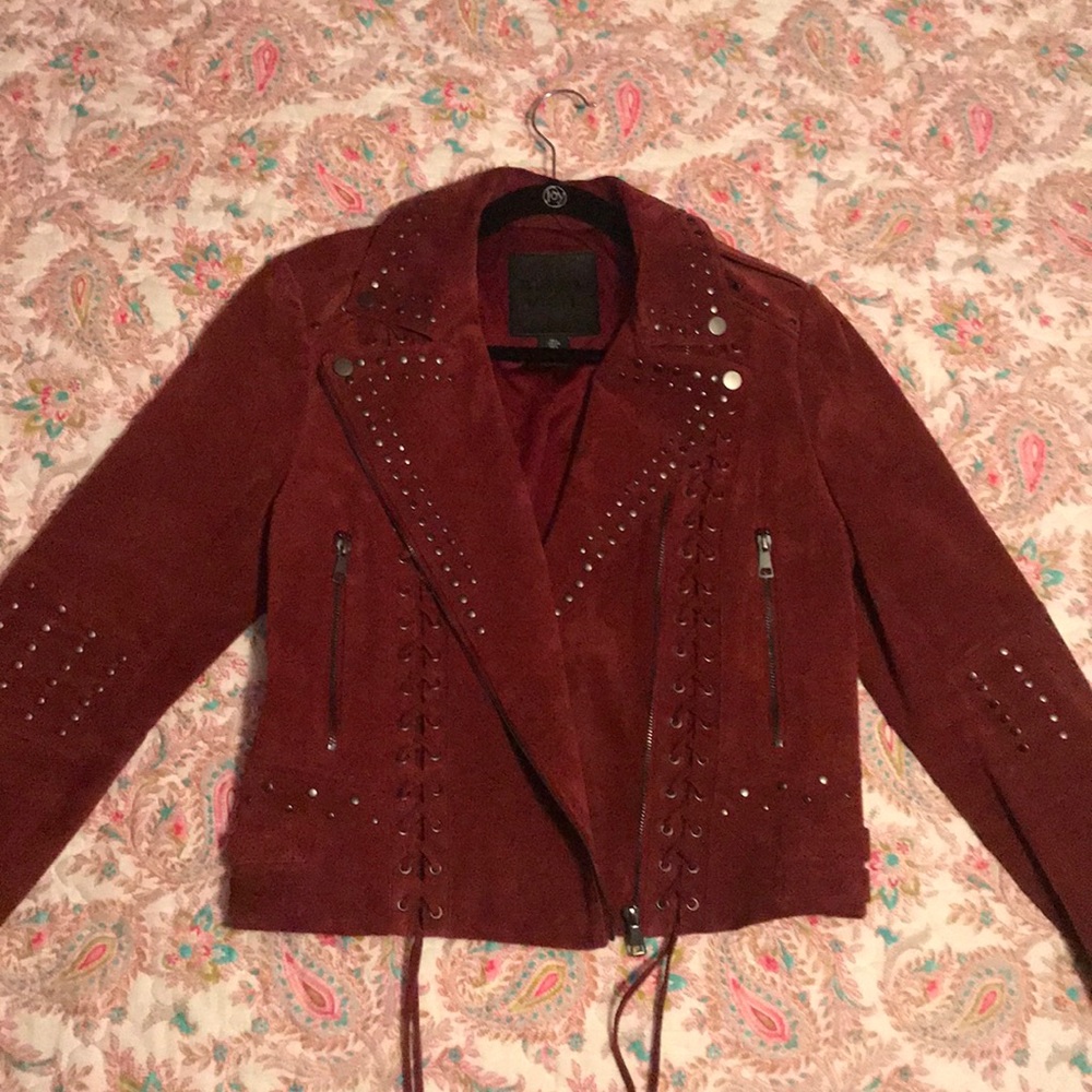 Belle Vere Dark Red Leather Studded Jacket